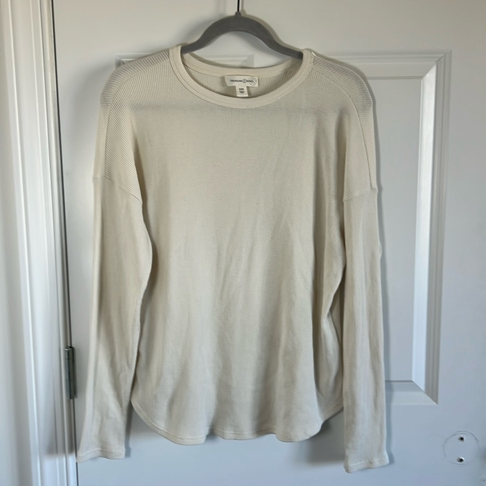 Treasure & Bond Oversize Cotton Blend Thermal Knit Top Size XXS